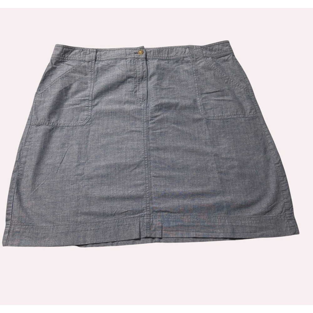 Talbots Plus 20W Blue Chambray Mini Skirt Women’s Pockets Lightweight Straight